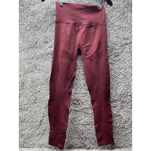 Zero Foxtrot Womens Large Burgundy Laser Cut HighRise BootyLift Leggings Contour - Picture 3 of 12